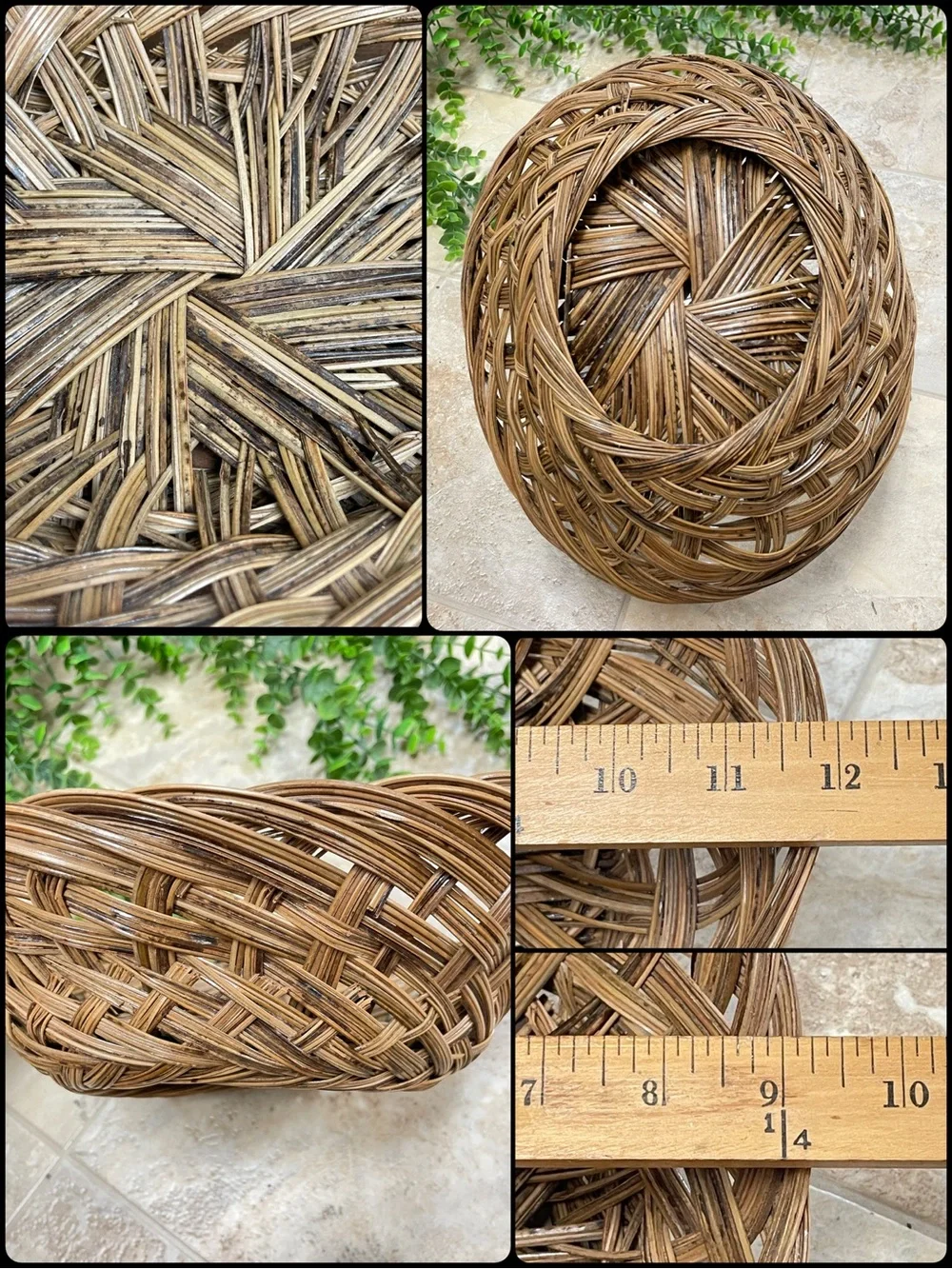 Vintage 6 Pc Woven Wicker Rattan Basket Wall Decor Set Boho Cottagecore